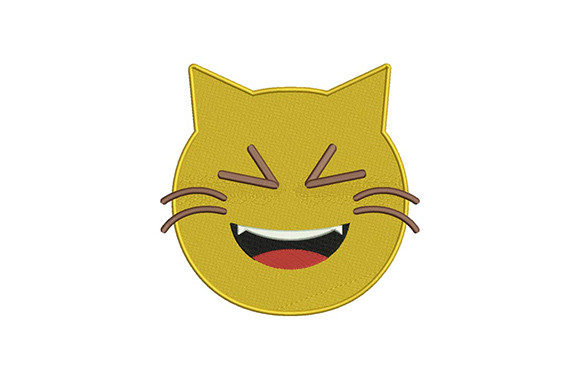 A Closer Look at the Smiling Cat Emoji Embroidery Design