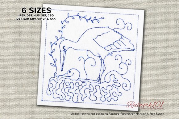A Nest for Two: Evaluating the Stork Lineart Embroidery Design