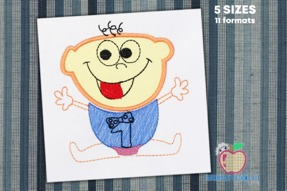A Smiling Baby Boy Applique: Perfect for Boutique Babywear