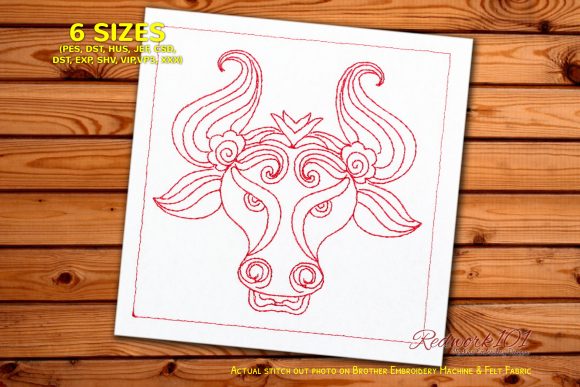 Bull Head Taurus Embroidery for Boutique Apparel