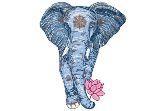 Embroidery Review: Elephant Holding a Lotus Flower for Boutique Apparel