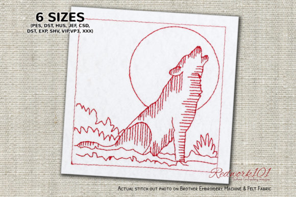 Evaluating the Wolf Howling in Full Moon Embroidery Design