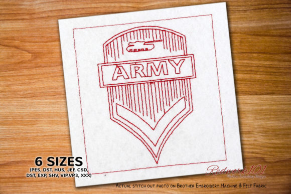 Military Tank Insignias Redwork for Boutique Apparel Projects