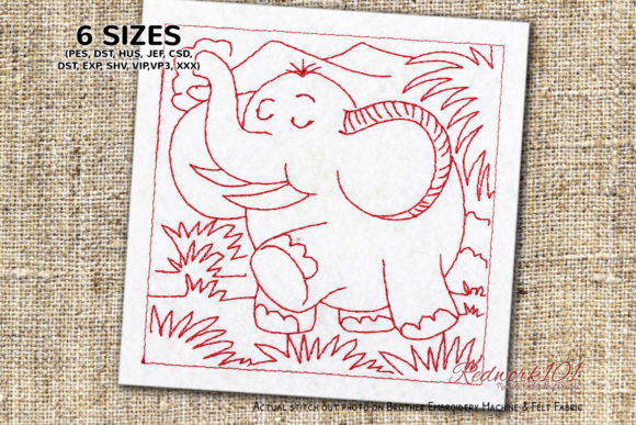 Review: Happy Baby Elephant in Forest Redwork for Business